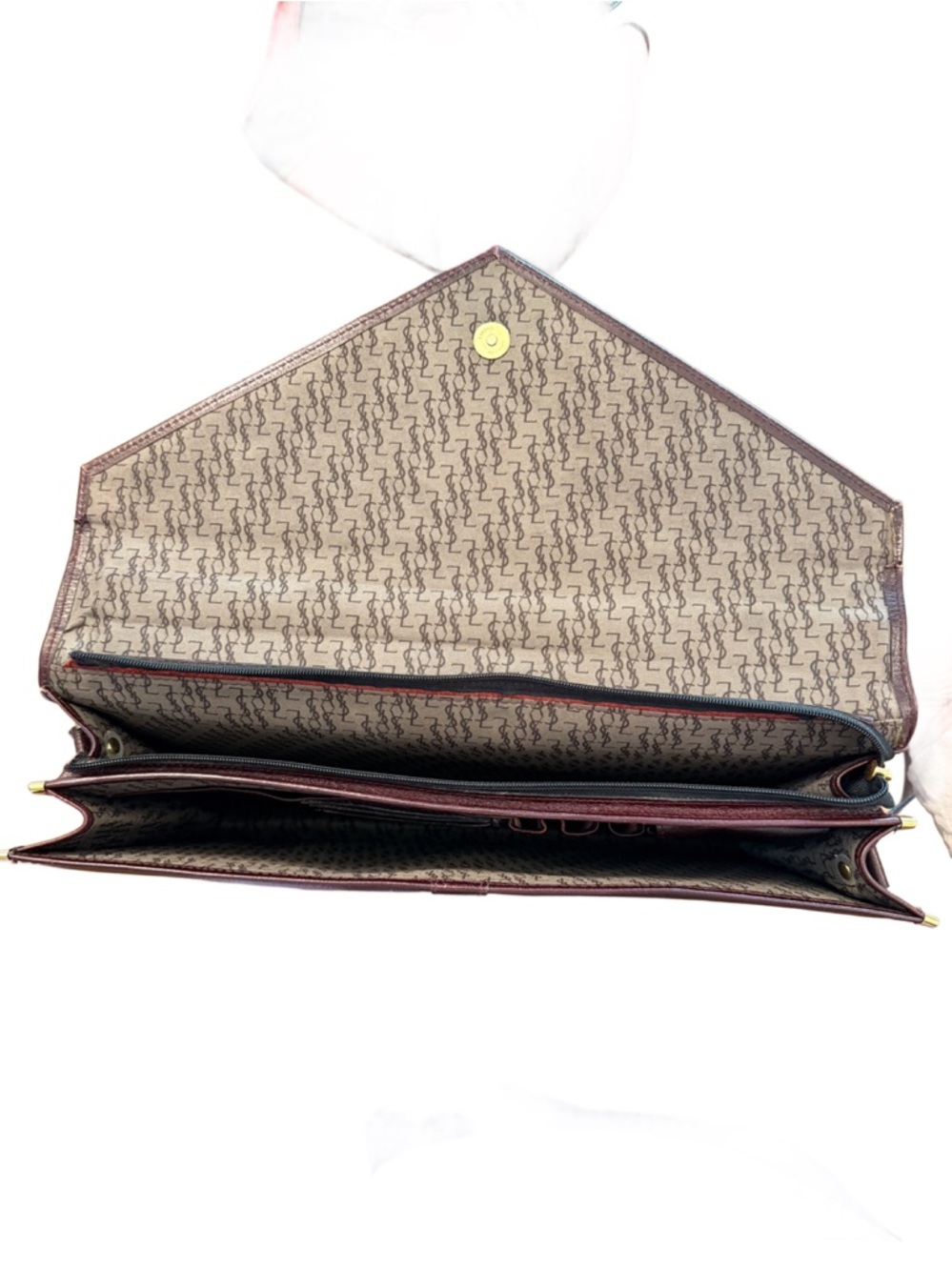 YSL Rare Vintage Portfolio Leather Briefcase in Burgundy with Gold hardware - Picture 8 of 16